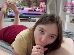 18 ans, Américain, Sucer une bite, Tir de sperme, Seins naturels, Chatte, Russe, Nénés