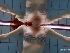 ビキニ, エロティック, 裸, 赤毛, 剃毛, ティーン, オッパイの, 水中
