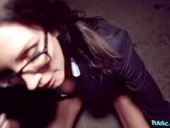 MILF Shay Sights in glasses is sucking cock in POV