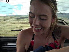 Blondine, Auto, Freundin, Handjob, Hardcore, Pornostars, Pov, Öffentlich