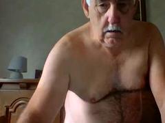 Grandpa cum on webcam