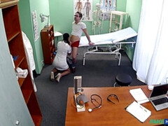 Leie, Blasen, Arzt, Hundestellung, Lecken, Krankenschwester, Büro, Muschi