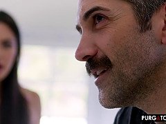 Grosse titten, Blasen, Braunhaarige, Hd, Muschi, Flotter dreier, Titten, Ehefrau