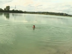 Grosser schwanz, Blasen, Braunhaarige, Sperma im mund, Deutsch, Hd, Im freien