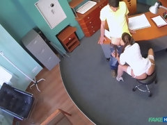 素人, バック, 指いじり, なめる, 看護婦, オフィス, オマンコ, ユニフォーム