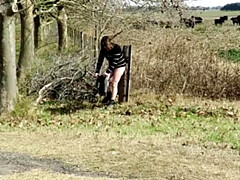 Mature Amateur Blonde Strips Nude on Country Road - Outdoor MILF Ass Flash