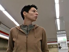 Slender german chicks with short black hair handling big cock