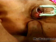 デカチン, デカパイ, 茶髪の, 乳首, オマンコ, ティーン, オッパイの, 濡れ