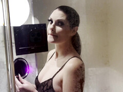 Cul, Salle de bains, Sucer une bite, Preservatif, Queue, Hard, Lingerie, Pov