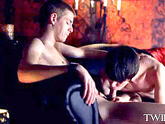petite gay arched over and anal pounded after muddy blowjobs