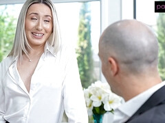 Sophia grinds on hubby's rod before work, gets a creamy facial and tight pussy creampie