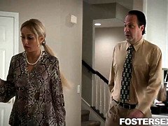 フェラチオ, 茶髪の, 爸, 顔射, 淫乱熟女, 母, フェラする, 三人