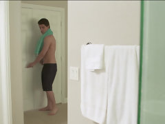 お尻, 浴室, 茶髪の, チン, 自然山雀, 現実, シャワー, スパイ