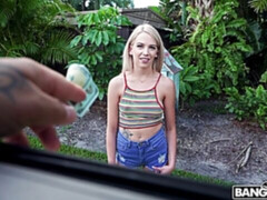 Grote lul, Grote mammen, Blond, Pijpbeurt, Auto, Natuurlijke tieten, Mager, Tiener