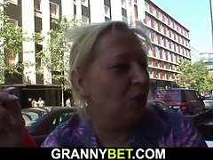 Young dude picks up busty grandma for cock riding