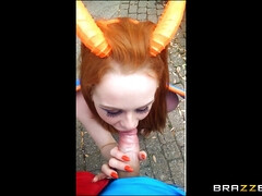 Redhead pokemon Ella Hughes got caught and started sucking Jordi's meat