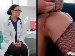 Queue, En levrette, Bâillonner, Béant, Masturbation, Piercing, Nénés, Uniforme