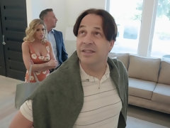 Blond, Pijpbeurt, Bedriegen, Sperma in gezicht, Huisvrouw, Keuken, Rijden, Vrouw