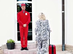 69, 美女, 美人, デカパイ, ホテル, なめる, 下着, 淫乱熟女