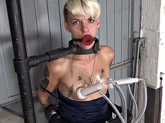 Small tits handcuffed and milked