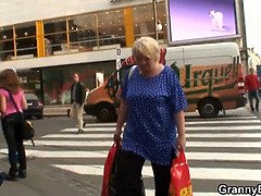 Old grandma sucks and rides stranger's cock
