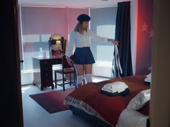 Chica, Dormitorio, Rubia, Mamada, Corrida, Francés, Tetas naturales, Montar