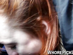 Минет, Семяизвержение, Член, Натуральные сиськи, На природе, От первого лица, Проститутка, Рыжие