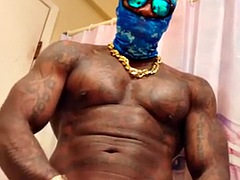 Enthousiasteling, Grote lul, Zwart, Harig, Hardcore, Spier, Alleen, Tatoeage