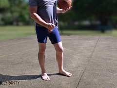 Playing basketball on a public court with my dick on display