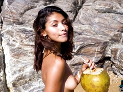 Tiny Mexican teenage naked on the beach