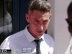 美女, デカパイ, フェラチオ, 茶髪の, バック, Hd, 自然山雀, 三人