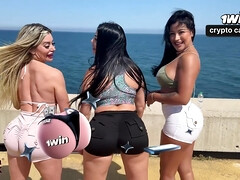 デカ尻, デカチン, デカパイ, フェラチオ, 女 人男 人, ラティーナ, 淫乱熟女, 三人