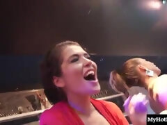 Hardcore bukkake in the night club with sexy chicks