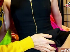 Enthousiasteling, Bruinharig, Eerste keer, Frans, Vriendin, Huisgemaakt, Klein, Mager