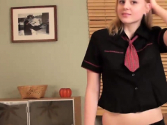 Amateur, Blonde, Solo, Adolescente, Uniforme