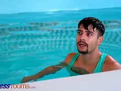 デカパイ, バック, Hd, オーガズム, プール, 馬乗り, 叫ぶ, シャワー