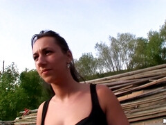 Brunette brune, Tchèque, Européenne, Hard, Argent, De plein air, Pov, Réalité