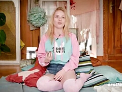 Leie, Arsch, Blondine, Frau, Nahrung, Deutsch, Masturbation, Muschi