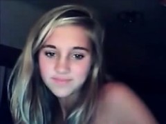 Blond, Alleen, Tiener, Tieten likken, Webcamera