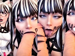 フェラチオ, 口内発射, 女, 開帳, 巨大なディルド, メイド, ハメ撮り, 一人
