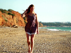 Plage, Gros seins, Blonde, Robe, Massage, Masturbation, Culottes ou slips, Solo