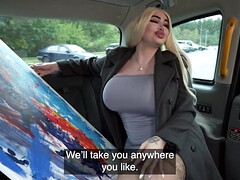 Big boobs blonde bimbo is going to get rammed in the backseat