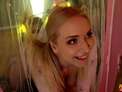 Blonde cutie Vera Jarw smiles while getting fucked