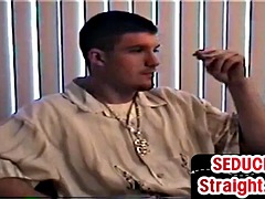 Seduced str8 hairy stud sucked by gay till cum in mouth