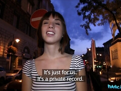 Amateur, Chica, Mamada, Morena, Europeo, Dinero, Al aire libre, Realidad