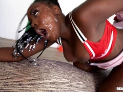 素人, お尻, 黒人, フェラチオ, 顔射, ジム, キス, スパンキング