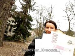 Joyful brunette for money demonstrates stranger her round ass