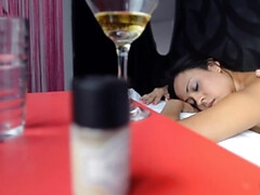 Bruinharig, Hd, Latijnse vrouw, Masseren, Tatoeage