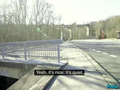 Amerikanisch, Asiatisch, Braunhaarige, Schwanz, Im freien, Pov, Öffentlich, Titten