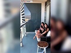Anissa Kate & Clea Gaultier, insatiable lezzies on balcony